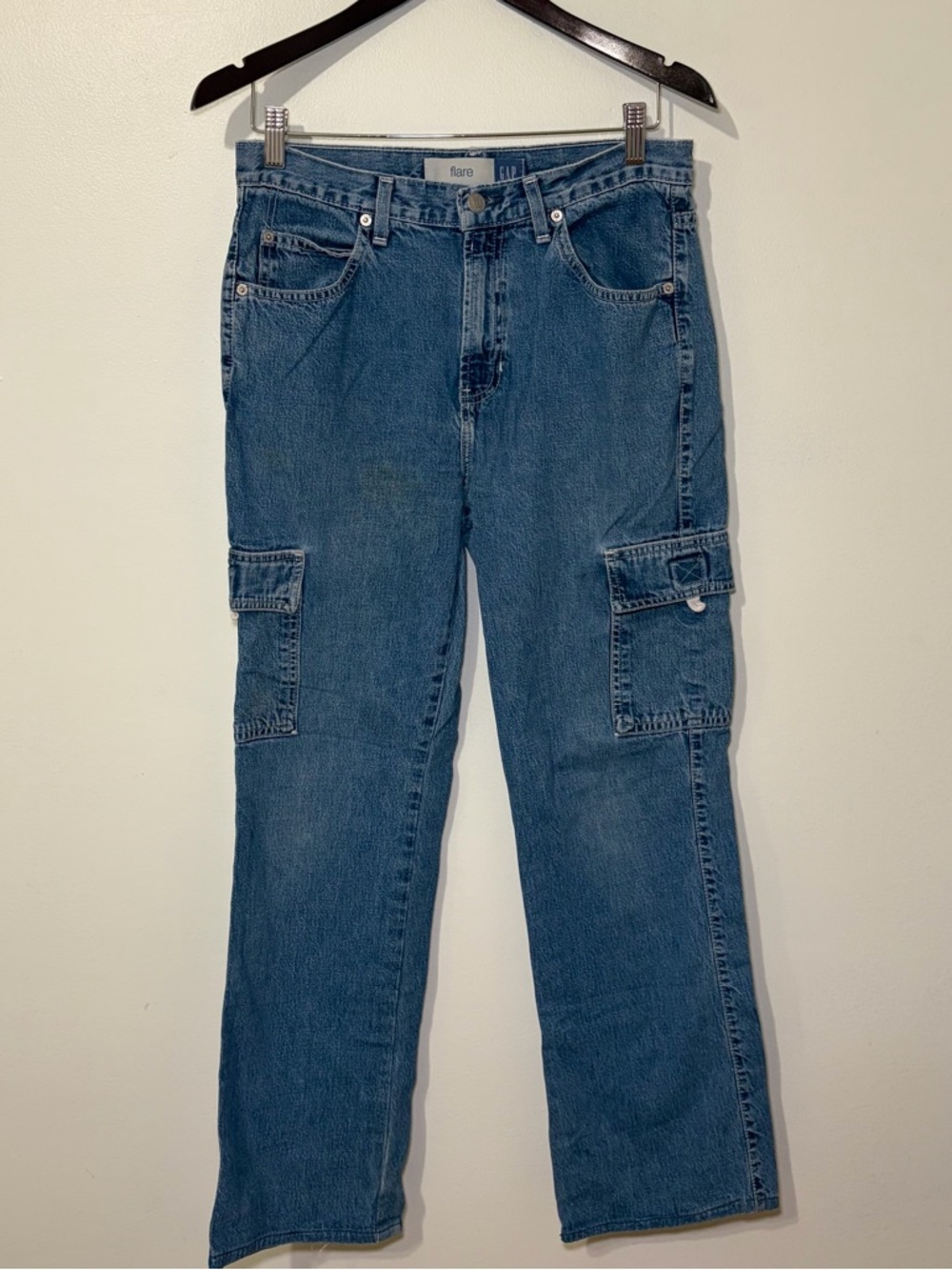 GAP Woman’s Cargo Light Blue Flare Denim Jeans